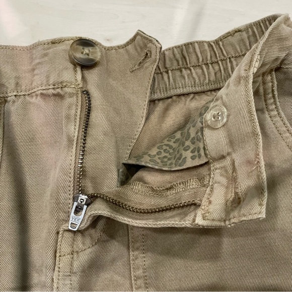 Aerie Women's XXS Adventure Shorts High Rise Linen Blend Raw Hem Boho Tan Khaki - Picture 5 of 14